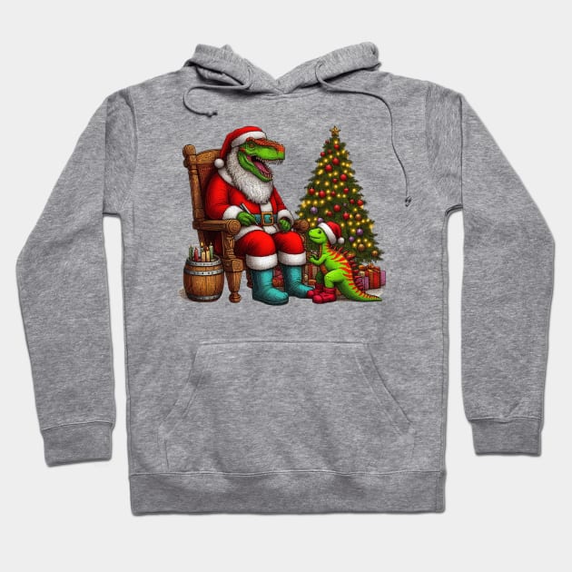 Dinosaur Christmas Hoodie by Shawn's Domain